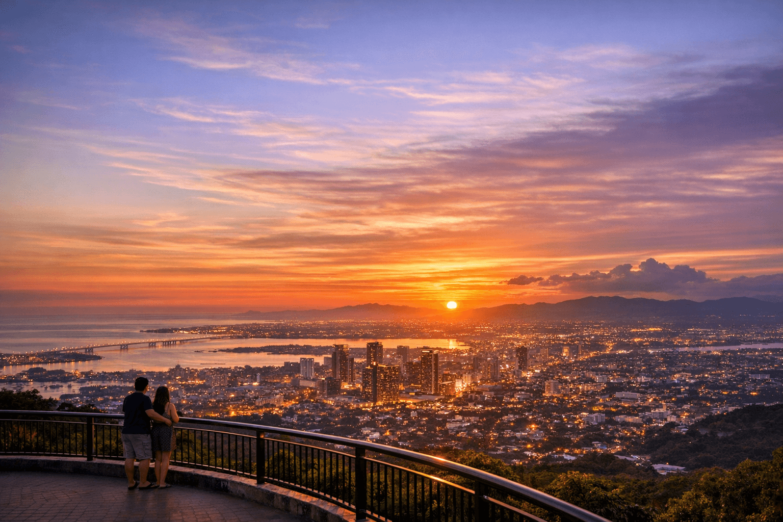 Sunset view of Cebu City from a mountain viewpoint, perfect for a 3D2N Cebu itinerary