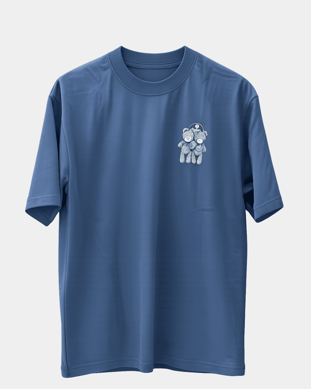 Cute Bear Graphic Oversized T-Shirt Slate Blue